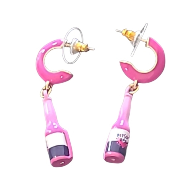 Betsey Johnson Pink Bottle Earrings - Picture 4 of 5